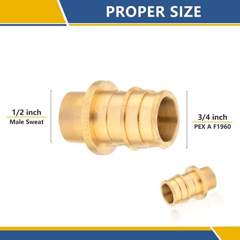 5-Pack GUOFIS PEX A Expansion Brass Fittings,3/4"x1/2" PEX-A Male Sweat Adapter Only for Pex-a Tubing(ASTM F1960) in Saudi Arabia