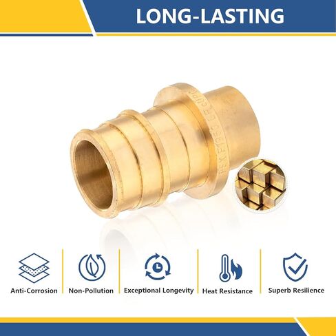 5-Pack GUOFIS PEX A Expansion Brass Fittings,3/4"x1/2" PEX-A Male Sweat Adapter Only for Pex-a Tubing(ASTM F1960) in Saudi Arabia