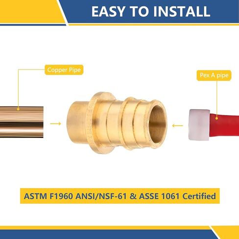 5-Pack GUOFIS PEX A Expansion Brass Fittings,3/4"x1/2" PEX-A Male Sweat Adapter Only for Pex-a Tubing(ASTM F1960) in Saudi Arabia