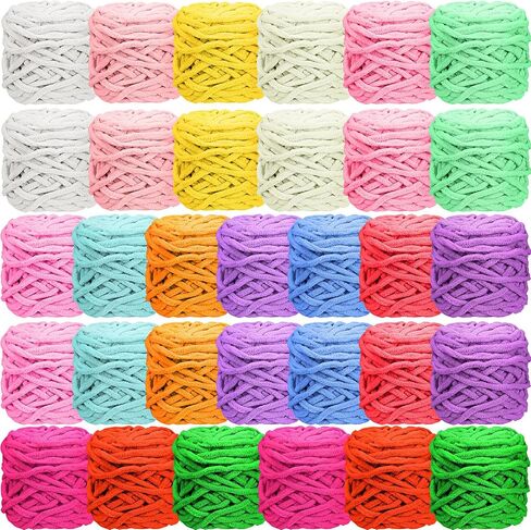 Timgle 32 skeins مكتنزة غزل الشنيل للكروشيه، 1470 ياردة ضخمة سميكة غزل رقيق مخملي ناعم غزل قطيفة لمشروع الحرف اليدوية بطانية الحياكة 32 لونًا in Kuwait