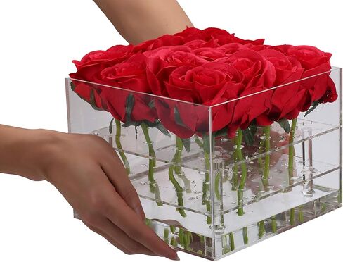 صندوق زهور أكريليك من آي مارت، أصيص زهور، مزهرية بطبقتين قابلين للإزالة (16 فتحة) شفاف in Kuwait