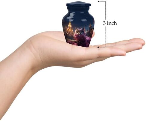 Litter Pink Owl Urns - Burial Cremation Urn Human Ashes - 3 Inch - Pack of 1 - Small Owl Urn for Ashes Keepsake - Owl Urn for Ashes for Women - Mini Owl Urn - Owl Little Urns in Saudi Arabia