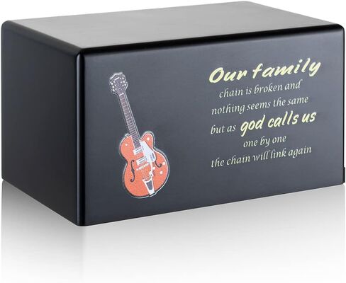 Cuodia: الجرار للرماد صندوق خشبي للذكور البالغين، الجرار الموسيقية البشرية للجيتار الأسود، مكان الراحة المثالي لأحبائنا. in Kuwait