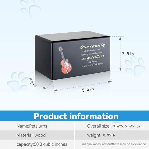 Cuodia: الجرار للرماد صندوق خشبي للذكور البالغين، الجرار الموسيقية البشرية للجيتار الأسود، مكان الراحة المثالي لأحبائنا. in Kuwait