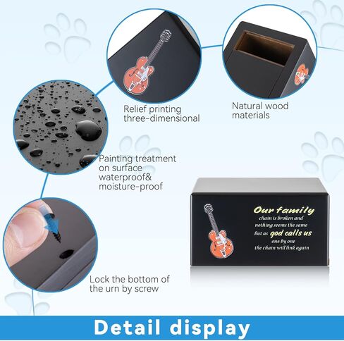 Cuodia: الجرار للرماد صندوق خشبي للذكور البالغين، الجرار الموسيقية البشرية للجيتار الأسود، مكان الراحة المثالي لأحبائنا. in Kuwait