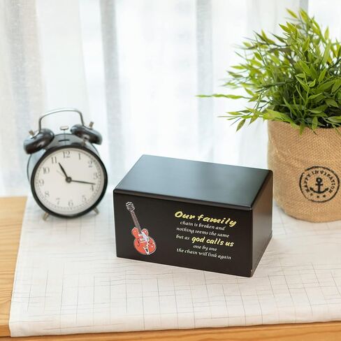 Cuodia: الجرار للرماد صندوق خشبي للذكور البالغين، الجرار الموسيقية البشرية للجيتار الأسود، مكان الراحة المثالي لأحبائنا. in Kuwait