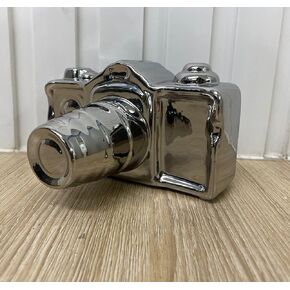 Artgenius Modern Camera Statue and Sculpture Home Accents,Ceramic Decorative Object for Table,Shelf,Living Room,Bedroom Decor (Sliver)