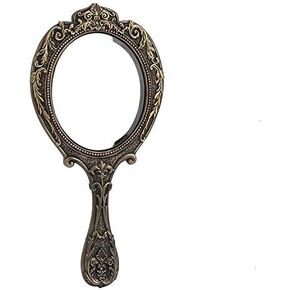 Veronese Design 10 Inch Vintage Skull Brooch Victorian Hand Mirror Cold Cast Resin Bronze Finish Statue Home Decor