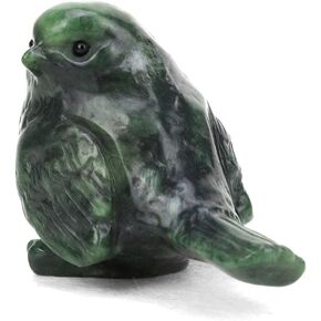 gemshan Bird Statue -Jade Figurines Carved Animal Decor Bird Statue Jade Stone Birds Decorative Ornaments Jade Collection for Garden Living Room, Bedroom, Office Desktop