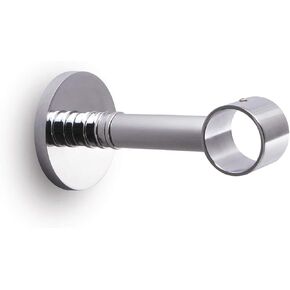 Extensional 1.1 inch Round Rod Bracket with Concrete Wall mounting base plate (Chrome/Round Base)