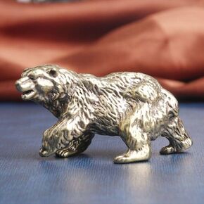 Solid Brass Bear Figurine Statue Animal Figurines Toy House Desktop Decoration Imitate Antique Metal Insect Jewelry