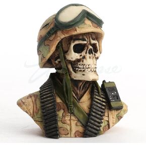Veronese Design 2 3/4 Inch Military Skeleton Half Bust Miniature Resin Sculpture