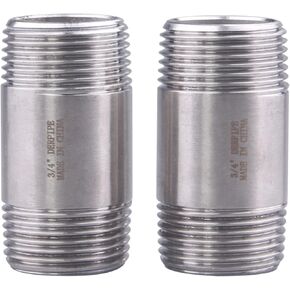 1/2" X 1/2" NPT Male Nipple Fitting - Stainless Steel Threaded Long Coupling Pipe Fitting 2" Length (pack of 2)