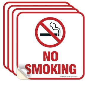 Sigo Signs (Pack of 4) No Smoking Sign Stickers, 5.5 x 5.5 Inches, 4 Mil Vinyl Self Adhesive Decal Stickers, Long Lasting, Weatherproof and UV Protected, Made in USA