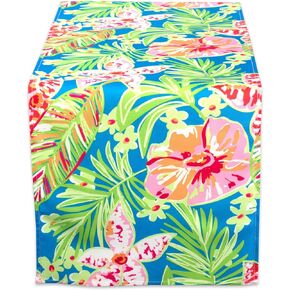 DII Summer Floral Outdoor Tabletop Collection, Stain Resistant & Waterproof, 14x72, Floral