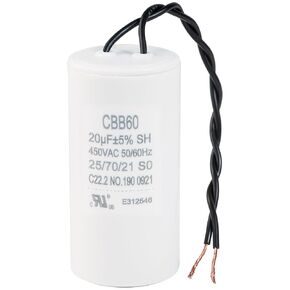Canamax 20 uf MFD 450 VAC Volts Round Motor Run Capacitor 50/60 Hz AC Electric - Exact Fit for OEM Single Phase Motor Capacitors Condenser Straight Cool or Heat Pump Air Conditioner