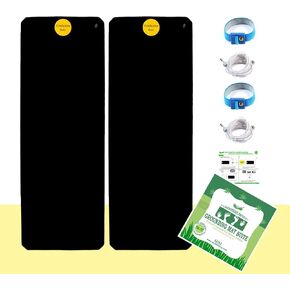 LandKissing® Grounding Mats 26.7" x9.8" (2Pack), Grounding Pads Lower Inflammation, Reduce Stress,Groundingwell Mat for Bed. Benefit Earth Grounding Therapy with 2 Grounding Band and 2 Straight Cords