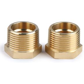U.S. Solid 2pcs Brass Reducer Hex Bushing Brass Threaded Pipe Fitting 3/4" NPT Male x 1/4" NPT Female Adapter