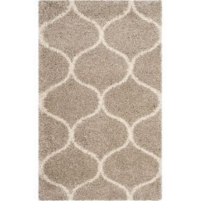 SAFAVIEH Hudson Shag Collection Accent Rug - 2'3" x 3'9", Beige & Ivory, Trellis Design, Non-Shedding & Easy Care, 2-inch Thick Ideal for High Traffic Areas in Entryway, Living Room, Bedroom (SGH280S)