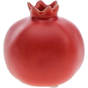 Woration Creative Ceramic Vase Pomegranate Design Home Office Table Red Decoration Crafts Bathroom Party Dinning Stoneware Craft for Grow Plant Insert Artificial Florals
