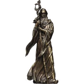 UNICORN STUDIO Grand Wizard Merlin w/Dragon Staff Bronze Finish Statue