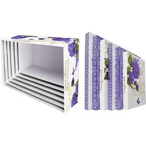 ALEF Elegant Lavender & Tulips Decorative Themed Extra Large Nesting Gift Boxes -6 Boxes- Nesting Boxes Beautifully Themed and Decorated - Perfect for Gifts or Simple Decoration Around the House!