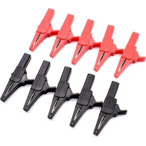 10Pcs 1000V 32A Heavy Duty Full Insulated Automotive Car Battery Alligator Clips Electrical Test Clips with 4mm Banana Jack Socket for Multimeter Test Leads