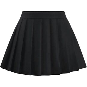 Floerns Women's Solid Pleated Hem Tennis Skirts Uniform Mini Skater Skirt