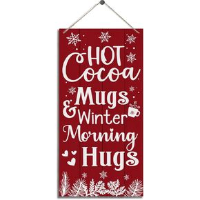 Winter Decor, Decorative Wood Hanging Wood Plaque, Wall Decor Art for Home Cafe Coffee Bar, Rustic Door Hanger, Winter Holiday Party Decoration, Wooden Holiday Decor, Christmas Wall Decor With Rope in Kuwait