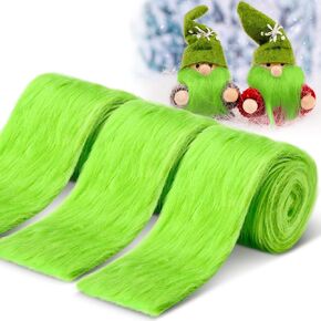 3 Pieces Christmas Faux Fur Ribbon 4 Inch x 5 Feet Fur Trim Fabric Roll Soft Fluffy Fur Ribbon Plush for Christmas Tree Garlands Decor DIY Craft Costume Sewing (Black)