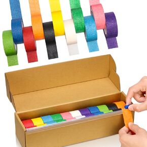 11 Pcs Colored 1 inch Wide Painter's Masking Tape 16 Yards Safe Tape Dispenser Bulk Colored Masking Tape Colored Tape Rolls Painting Accessories Rainbow Paper Tape for Art DIY Craft Box Label Teacher