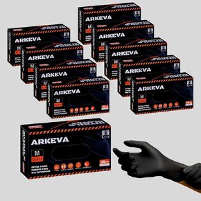 ARKEVA Black Nitrile Disposable Gloves 6 Mil. Chemical Resistance, Tear-Resistance, Latex & Powder Free