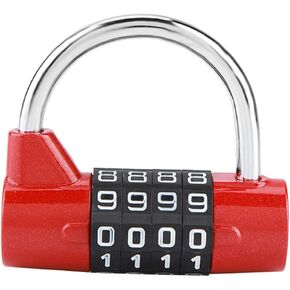 Restokki Combination Lock Digital Lock, Numbers Locker Lock, 4 Digit Code Padlock for Gym and School Lockers (Red)