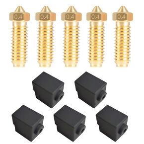 5PCS Nozzles and Silicone Socks for Anycubic Kobra 3, 3D Printer Accessories 5PCS 0.4mm Brass Nozzles and 5PCS Silicone Socks for Kobra 3