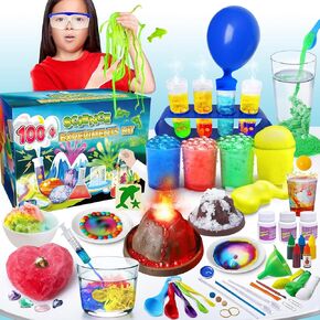 UNGLINGA 100+ Science Lab Experiments Kit for Kids Age 4-6-8-12-14, STEM Activities Educational Toys Gifts for Boys Girls, Chemistry Set, Magic Play Sand, Gemstone Dig, Volcano, Glowing Worms