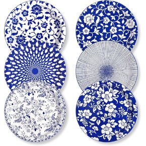 90 Pcs Paper Plates 10 Inch Bulk Thick Heavy Duty Disposable Plates Printed Blue and White Plate for Party, Wedding, Birthday, Tea, Picnic Barbecue, Everyday Use, Soak Proof, Cut Proof