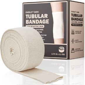 EVERLIT Organic Cotton Blend Elasticated Tubular Support Bandage | Latex-Free Stockinette Light to Moderate Compression for Arm, Knees, Legs | Tissue Support for Sensitive Skin Size C | 2.75" x 11 yd