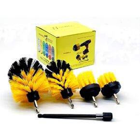 5 Pieces Different Size Cleaning Supplies Drill Brush Attachment Kit with 6 Inch Extender Power Scrubber/Toilet Brush/Bathroom Shower Cleaner/Grout Cleaner/Scrub Brush/Tub and Floor Scrubber