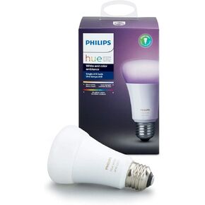 Philips Hue Single Premium A19 Smart Bulb, 16 million colors, for most lamps & overhead lights (Hue Hub Required, Works with Alexa), Old Version, White (464487) in Saudi Arabia