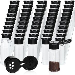 50 Pcs Plastic Spice Jars with Shaker Lids Spice Containers Plastic Spice Bottles Seasoning Shaker Jars 3.3 Oz/ 100ml Seasoning Shaker for Storing Spice, Herbs and Seasoning Powders