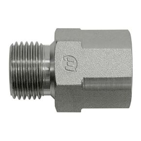 Brennan Industries 9023-16-08 Steel Straight Conversion Adapter Fitting, 1"-11 Male BSPP x 1/2-14 Female BSPP