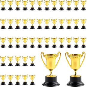 48 PCS Plastic Gold Award Trophy Cups，Mini Gold Award Trophy Cup，Trophy Cups，Mini Plastic Trophies for Party Favors, Tournaments, Competitions（8.5x5.2cm）