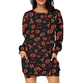 Womens Halloween Crewneck Sweatshirts Pumpkin Long Sleeve Pullover Tops Vintage Oversized Shirt Blouse Clothes in Kuwait