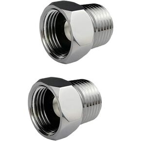 Metals Brass Pipe Fitting,Converter Adapter,1/2" G Thread Female to1/2" NPT Male Connector, Shower Extension Connector,Chrome (2-Pack) (1/2G female X1/2NPT male)