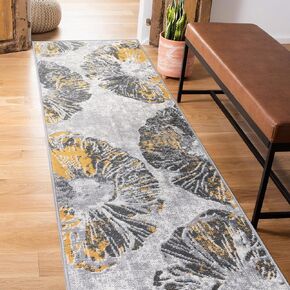 Rugshop Contemporary Floral Stain Resistant Soft Runner Rug 2' x 7' Yellow