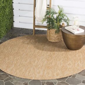 SAFAVIEH Courtyard Collection Area Rug - 5'3" Round, Natural & Natural, Non-Shedding & Easy Care, Indoor/Outdoor & Washable-Ideal for Patio, Backyard, Mudroom (CY8522-03011)