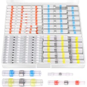 120PCS Waterproof Solder Seal Wire Connectors AWG 26-10 Kit, Heat Shrink Butt Connectors Terminals Solder Sleeve Wire Splice Connector for Marine Boat Wire Joint