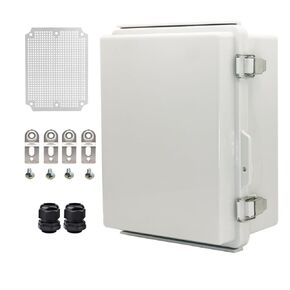 Outdoor Waterproof Electrical Box Junction Box Weatherproof IP67 ABS Plastic Enclosure Switch Router Project Box Electronics DIY Enclosure With Mounting Plate Wall Bracket Grey 8.6"x6.6"x4.3"
