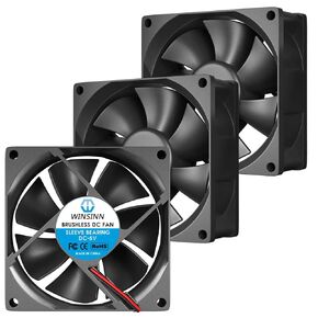 WINSINN DC 60mm Fan 5V 6025 Sleeve Bearing Brushless Cooling 60mmx25mm 2PIN (Pack of 3Pcs)