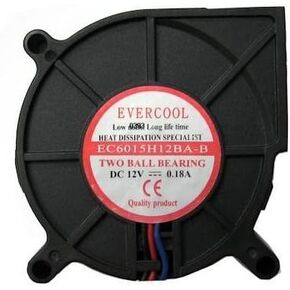 Evercool 60x60x15mm Dual Ball Bearing Blower Fan F-EC6015H12BA-B